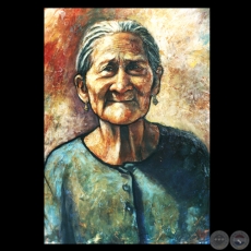 AGUSTINA Y EL SOL, 2001 - Óleo de ALICIA GUERRA